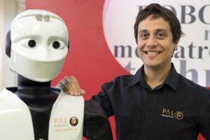 PAL Robotics CEO, Francesco Ferro with one of his cutting-edge, innovative humanoid robots